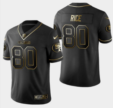 Men's San Francisco 49ers #80 Jerry Rice Black 2019 Golden Edition Stitched NFL Jersey